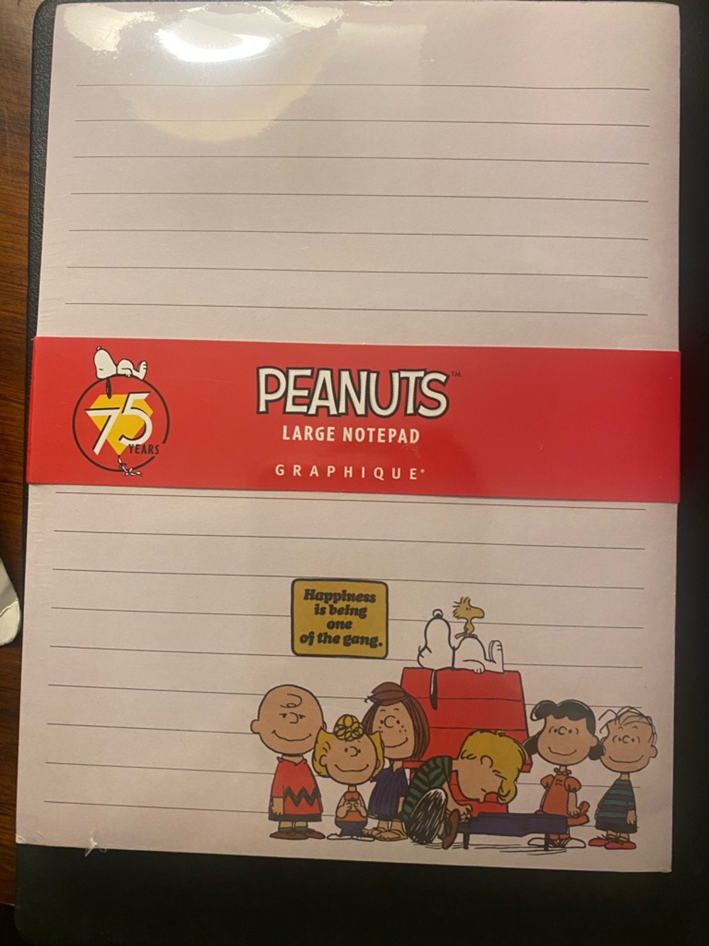 Peanuts Large Pink Lined Notepad by Graphique